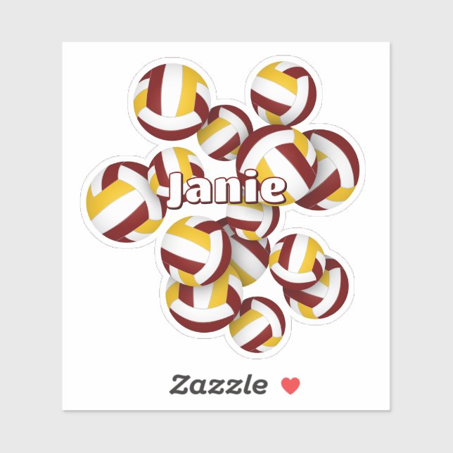 Kinder nennen Maroon Gold Team Farben Volleyballs Aufkleber (Blatt)