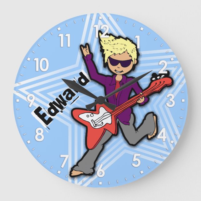Kinder nennen Rockstar-Gitarrenjunge Blue Uhr (Vorderseite)