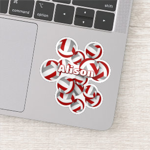 Kinder nennen rotes graues Team Farben Volleyballs Aufkleber