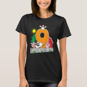 Kinder neunte 9. Geburtstagsfarm Tierkühe Schweine T-Shirt