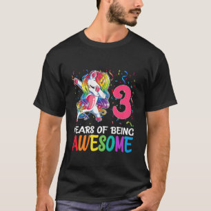 Kinder Niedlich 3 Jahre alt Einhorn Dabbing 3. Geb T-Shirt