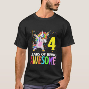 Kinder Niedlich 4 Jahre alt Einhorn Dabbing 4. Geb T-Shirt