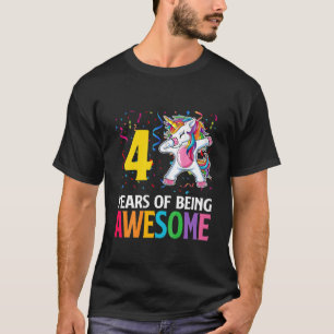Kinder Niedlich 4 Jahre alt Einhorn Dabbing 4. Geb T-Shirt