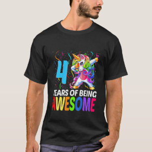 Kinder Niedlich 4 Jahre alt Einhorn Dabbing 4. Geb T-Shirt
