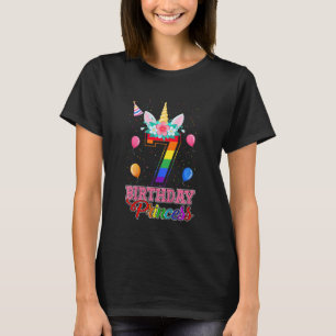 Kinder Niedlich 7. GeburtstagsPrinzessin Unicorn 7 T-Shirt