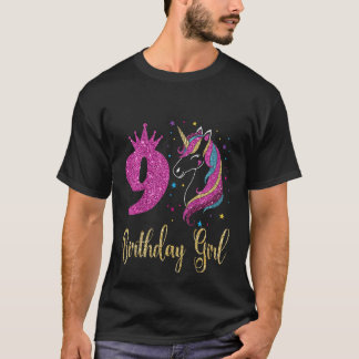 Kinder Niedlich 9. Geburtstag Mädchen Einhorn, 9.  T-Shirt