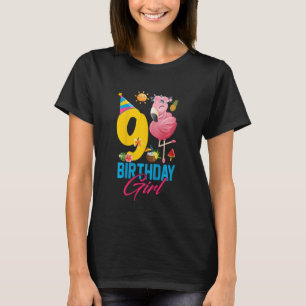 Kinder Niedlich 9 Jahre alt Geburtstag Mädchen Fla T-Shirt