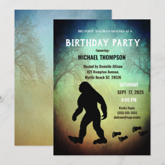 Kinder Niedlich Big Foot/ Sasquatch Geburtstagspar Einladung