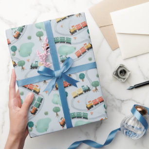 Kinder Niedlich Blue Travel Pattern Boys Geburtsta Geschenkpapier