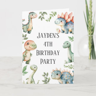 Kinder Niedlich Dinosaurier Thema Geburtstag Einladung