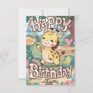 Kinder Niedlich Giraffe Geburtstag Karte