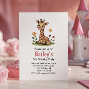 Kinder Niedlich Giraffe Jungle Geburtstagsparty Einladung