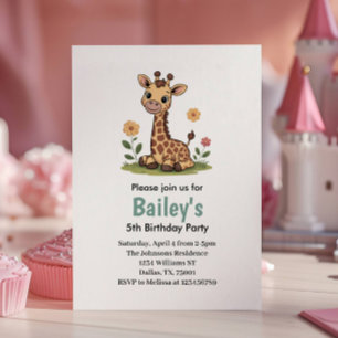 Kinder Niedlich Giraffe Jungle Geburtstagsparty Einladung