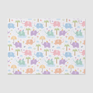 Kinder Niedlich glückliche Elefanten Pastel Pink B Seidenpapier