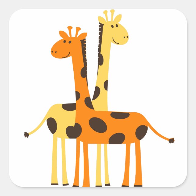 Kinder Niedlich Jungle Giraffe Quadratischer Aufkleber (Vorderseite)