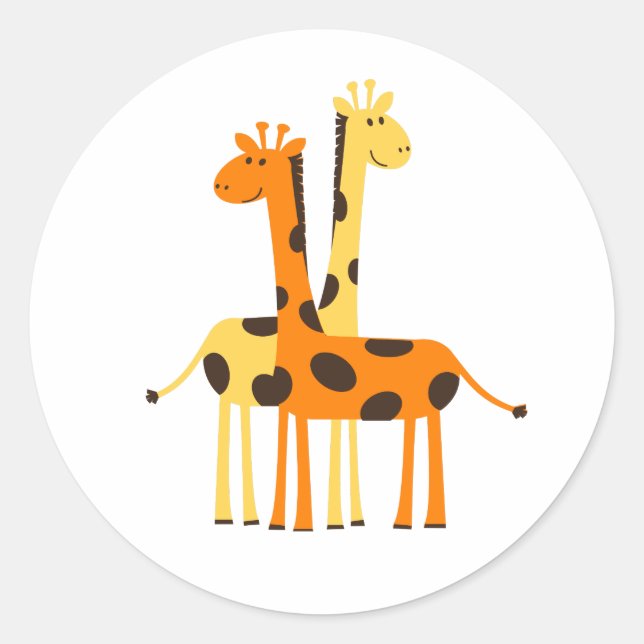 Kinder Niedlich Jungle Giraffe Runder Aufkleber (Vorderseite)