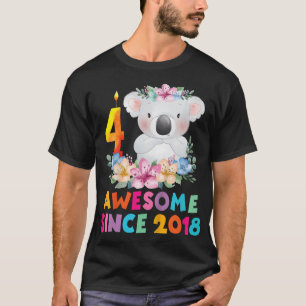 Kinder Niedlich Koala Bären 4 Jahre Geburtstagsaus T-Shirt
