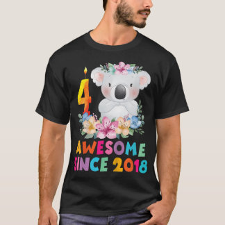 Kinder Niedlich Koala Bären 4 Jahre Geburtstagsaus T-Shirt
