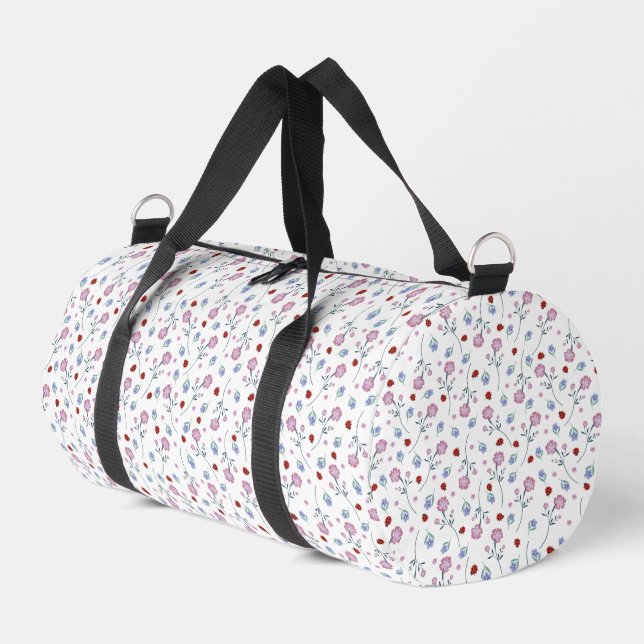 Kinder Niedlich Ladybug Polka dot Daisy Blume Patt Duffle Bag (Linke Seite)