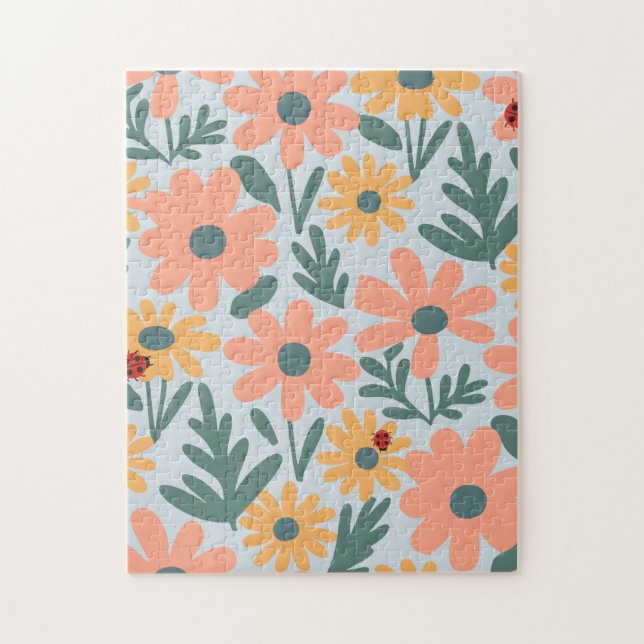 Kinder Niedlich Ladybug Polka dot Daisy Blume Patt Puzzle (Vertikal)