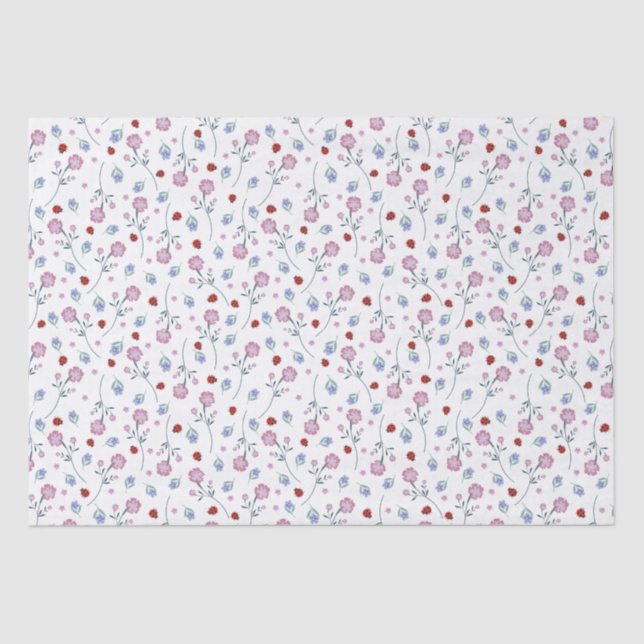 Kinder Niedlich Ladybug Polka dot Daisy Blume Patt Seidenpapier (Vorderseite)