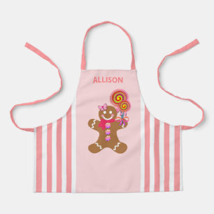 Kinder Niedlich Pink Gingerbrot Mann Weihnachten Schürze