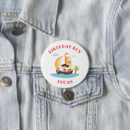 Kinder Niedlich Piratenschiff Geburtstagsparty Button