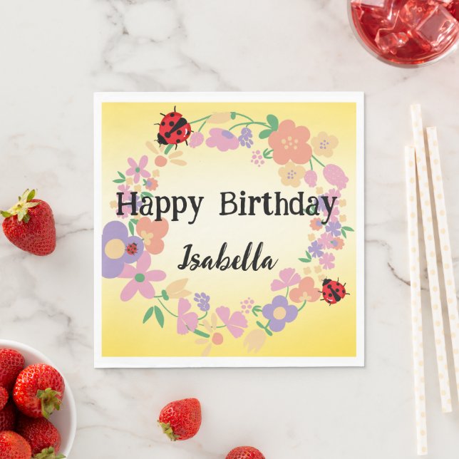 Kinder Niedlich Polka dot Ladybug Frühjahrswoche B Serviette (Beispiel)