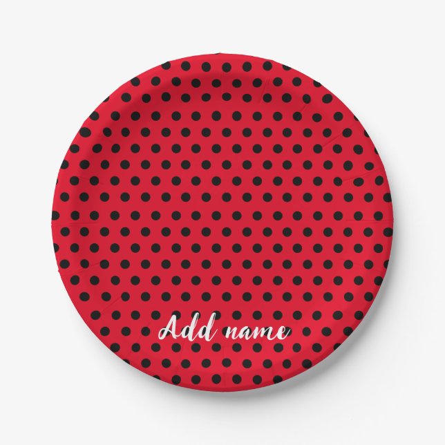 Kinder Niedlich Red Ladybug Polka dot Party Patter Pappteller (Vorderseite)