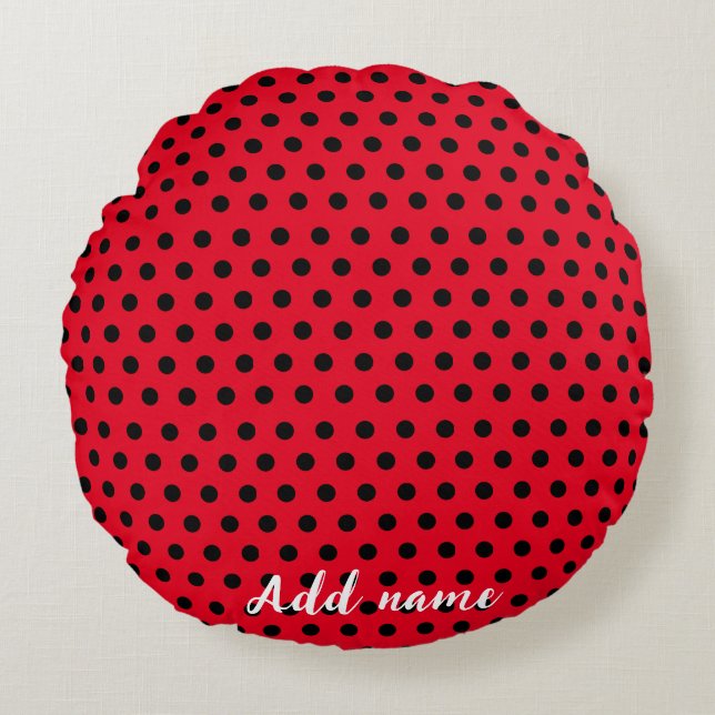 Kinder Niedlich Red Ladybug Polka dot Party Patter Rundes Kissen (Vorderseite)