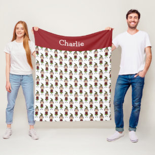 Kinder Niedlich Red White Add a Name Christmas Fleecedecke