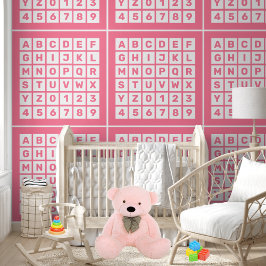 Kinder Niedlich rosa Alphabet und Zahlenmuster Tapete