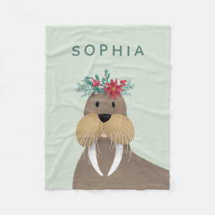 Kinder Niedlich Walrus Winter Weihnachten Fleecedecke