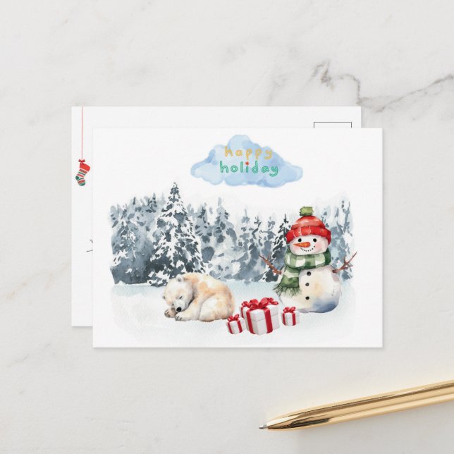 Kinder niedlich Weihnachten Weihnachten Weihnachts Postkarte (Vorderseite/Rückseite Beispiel)