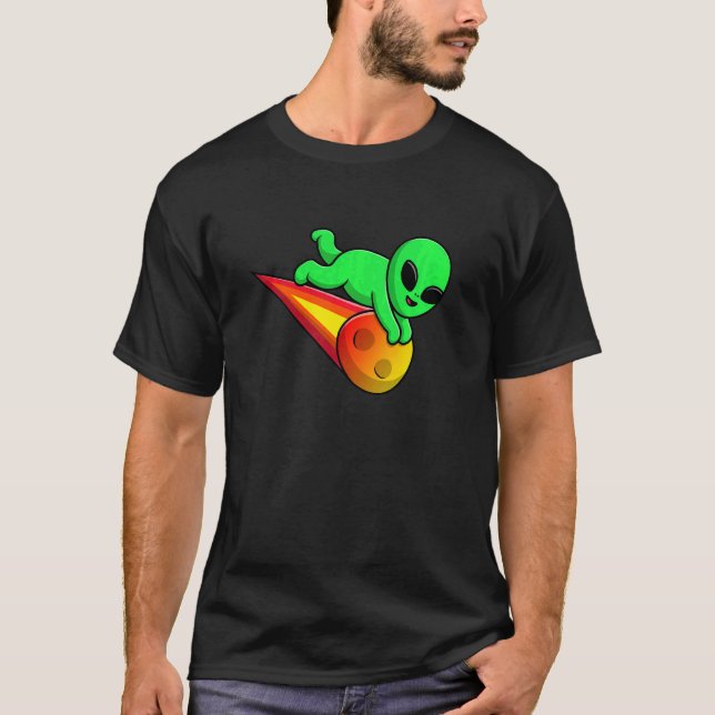 Kinder Niedliche Alien mit Meteoritenstein Astero  T-Shirt (Vorderseite)