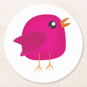 Kinder niedliche Birke Runder Pappuntersetzer