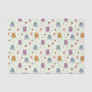 Kinder Niedliche farbenfrohe Owls Acorns Pilze Seidenpapier