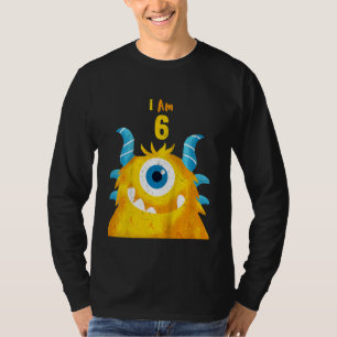 Kinder Niedliche Geburtstag Monster I Am 6. Geburt T-Shirt
