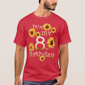 Kinder Niedliche Sonnenblume ihren 8. Geburtstag 8 T-Shirt