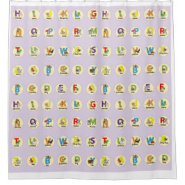 Kinder Niedliche Tiere Alphabet Duschvorhang