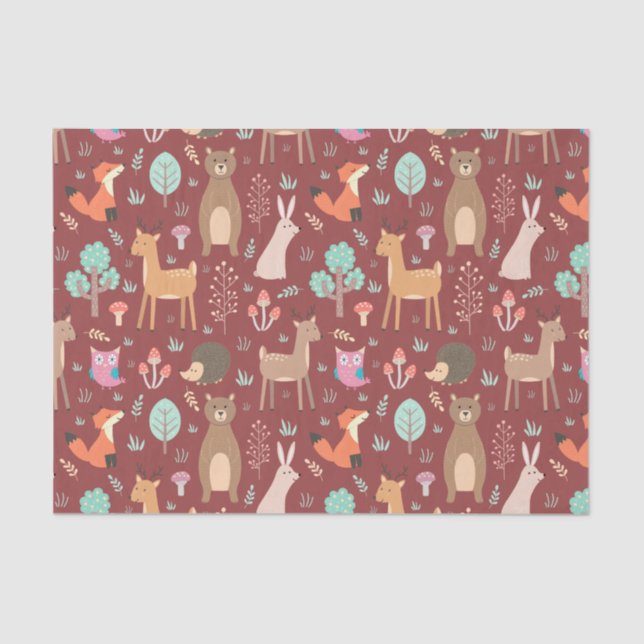 Kinder Niedliche Tiere Rotwild Bärenforelle Seidenpapier (Vorderseite)