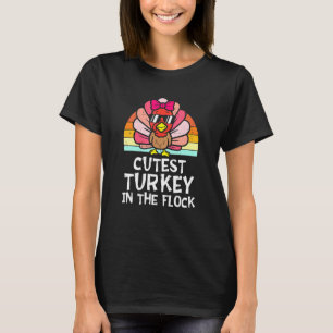 Kinder Niedliche Türkei in der Flock Retro Kleinki T-Shirt