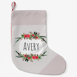 Kinder Niedliche Weihnachtsfeiertage Kranz und Nam Kleiner Weihnachtsstrumpf