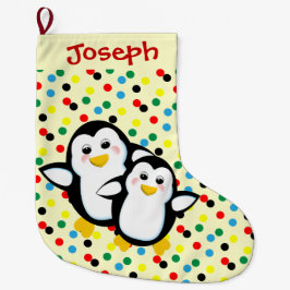 Kinder Niedlicher Cartoon Pinguine Großer Weihnachtsstrumpf