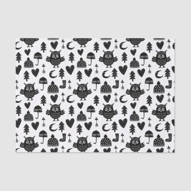 Kinder Niedlicher Owl Moon Herz Umbrella Winter Ha Seidenpapier (Vorderseite)