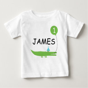 Kinder niedliches Alligator- und Ballon-1. Baby T-shirt