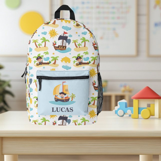 Kinder Niedliches Personalisiertes Piratenschiff M Bedruckter Rucksack (Von Creator hochgeladen)