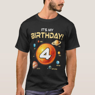 Kinder Niedliches Sonnensystem 4. Geburtstag 4 Jah T-Shirt