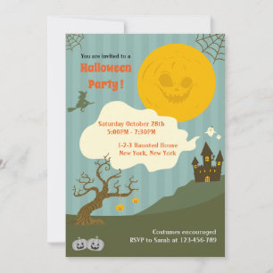 Kinder Niedliches Vintages Halloween-Party Einladung