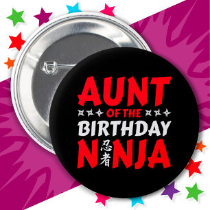 Kinder Ninja Party Karate Tante vom Geburtstag Nin Button